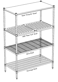Shelving Accessories — Back/ Side Ledges  Suitable for wire grid shelves only (lengths available to fit all shelf sizes)  Ledges attach to shelf using clips supplied with the ledge Product Stop  Suitable for moulded or dunnage shelves (lengths available to fit all shelf sizes)  Each end secures to posts above the shelf  Available as three sided units where both rear and side ledges are required Shelf Divider  Suitable for wire grid shelves only (lengths available to fit all shelf sizes)  Standard height 250mm.  Heights of 200, 150, or 100mm can be made to order  Divider clips into front and rear shelf frame Drop in Shelves  Solid trays which fit into shelf frame  Standard tray depth of 35mm (possibility of having other depths made to order) Adjustable Feet Post Clamp  Use to lock adjoining shelf units into line and secure tall narrow units. Post Joiner  Allows extension of post heights on existing shelf units End Caps  Use to seal off open end of each post. Floor Track Security Shelving