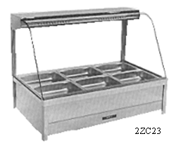 Hot Display Counters — Single Row, Straight Glass Front (½ size 65mm pan)